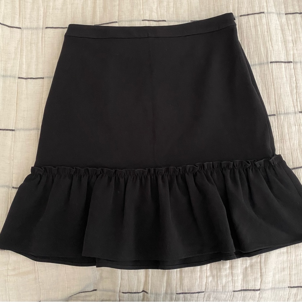 Karl Lagerfeld Black Ruffle Hem A-Line Skirt